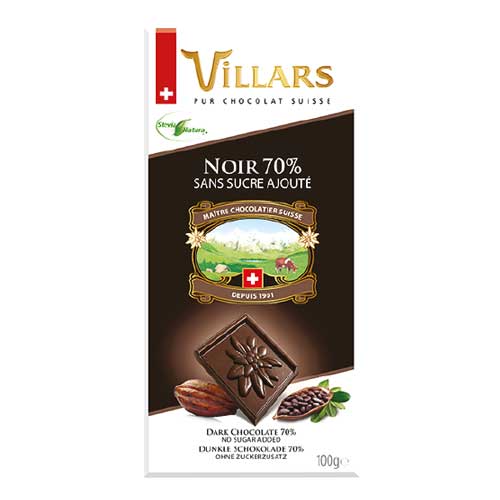 VILLARS STEVIA CHOC. NOIR 70%