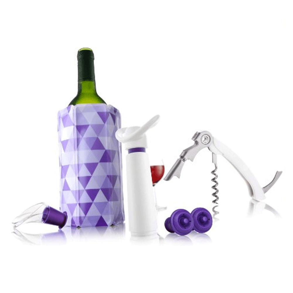 VACU VIN WINE ESSENTIALS WHITE/PURPLE GIFT SET