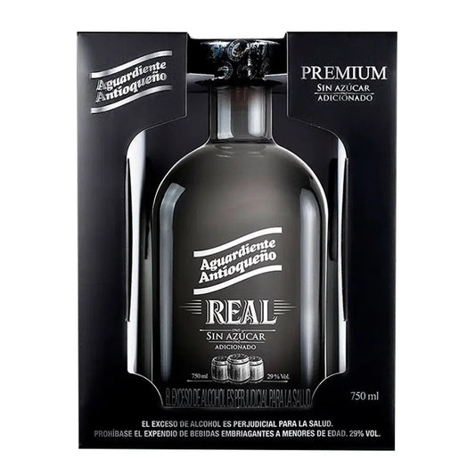 AGUARDIENTE ANTIOQUENO REAL SIN AZUCAR GIF BOX 29% 6X750ML